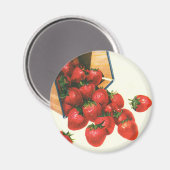  aardbeien in mandje, fruitbessen magneet (Voorkant / Achterkant)