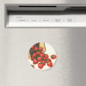  aardbeien in mandje, fruitbessen magneet (Insitu (Vaatwasser))