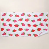 Aardbeien in roze, rode en groene Waterverf Strandlaken (Voorkant)