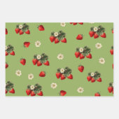 Aardbeien inpakpapier op mosgroen (Voorkant)