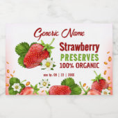 Aardbeien Jam Jar Voedselcontainer Etiket (Enkel label)