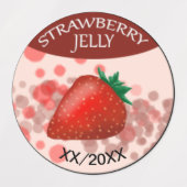 Aardbeien Jelly Labels met bewerkbare datum (Design 2)