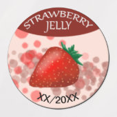 Aardbeien Jelly Labels met bewerkbare datum (Design 1)