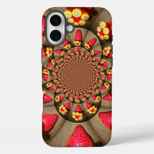 Aardbeien Kaleidoscoop   Kleurrijk Rood Genot Kuns iPhone 16 Plus Hoesje