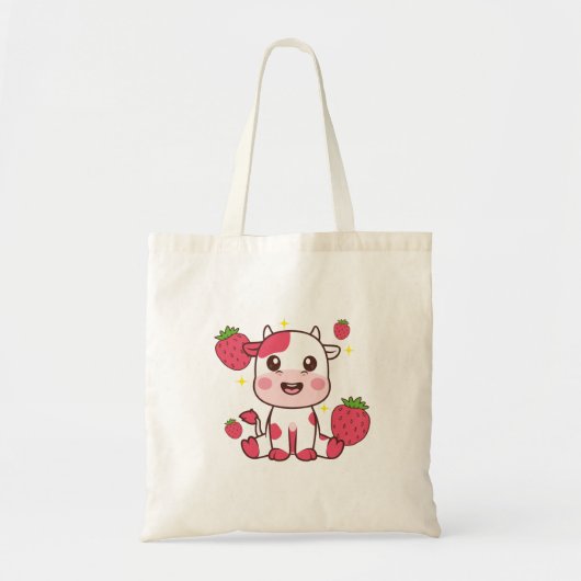 Aardbeien Koe, Cute Koe, Roze Koe Pet Tote Bag (Voorkant)