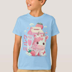 Aardbeien Koe Doos kartonnen doos Kawaii Japans T-shirt
