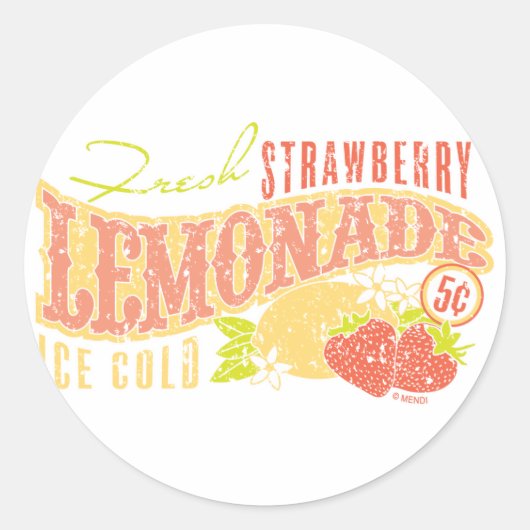 Aardbeien limonade ronde sticker (Voorkant)