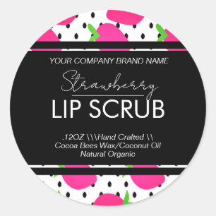Aardbeien Lip Business Verpakking Vierkante Sticke Ronde Sticker