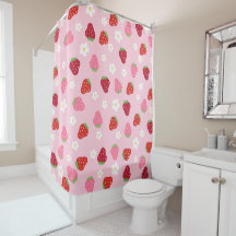 Aardbeien & Madeliefjes Gordijn voor de Douche