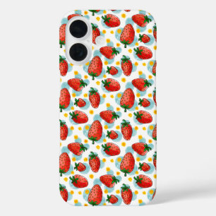 Aardbeien & margrieten iPhone 16 hoesje