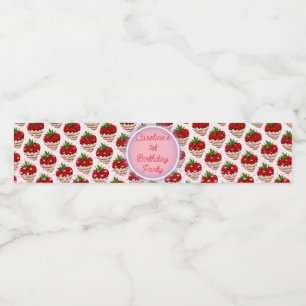 Aardbeien Meisje Roze Verjaardag Dank u Berry Much Waterfles Etiket