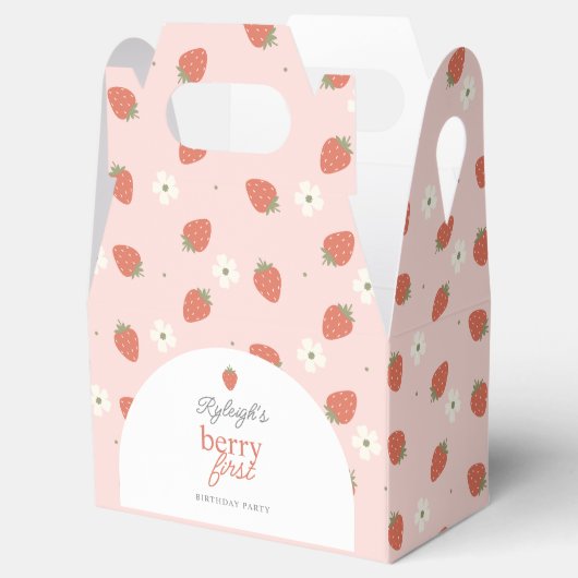 Aardbeien Meisjes Berry Eerste Verjaardagsfeest | Bedankdoosjes (Geopend)