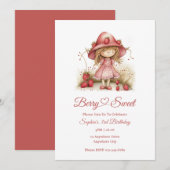 Aardbeien Meisjes Feest Kaart (Voorkant / Achterkant)