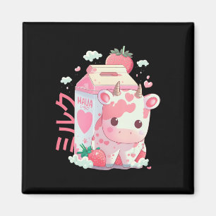 Aardbeien Melkmelk Koe Verpakking Kawaii J Magneet