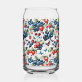 Aardbeien Met Bosbessen En Vlinders Blikvorm Glas (Achterkant)