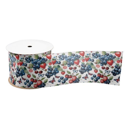 Aardbeien Met Bosbessen En Vlinders Lint (Spoel)