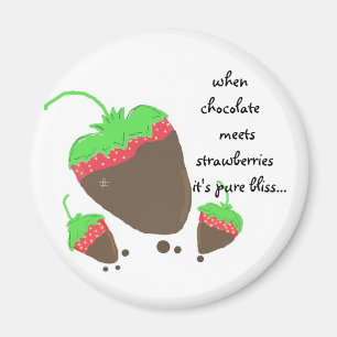 Aardbeien met chocolade magneet