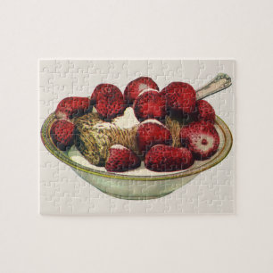 aardbeien met een gezond ontbijtontbijt legpuzzel