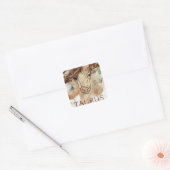 Aardbeien met goudbruine goudbloemen vierkante sticker (Envelop)