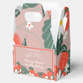 Aardbeien met hand getrokken botanische zeedagen bedankdoosjes (Geopend)