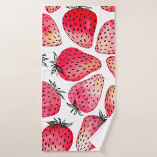 Aardbeien met waterverf en inkt naadloos badhanddoek