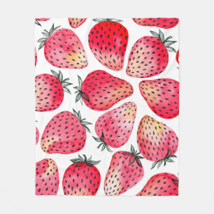Aardbeien met waterverf en inkt naadloos fleece deken