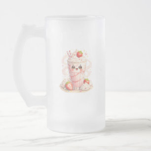Aardbeien Milkshake Kawaii Glas Met Vorst Motief B Matglas Bierpul