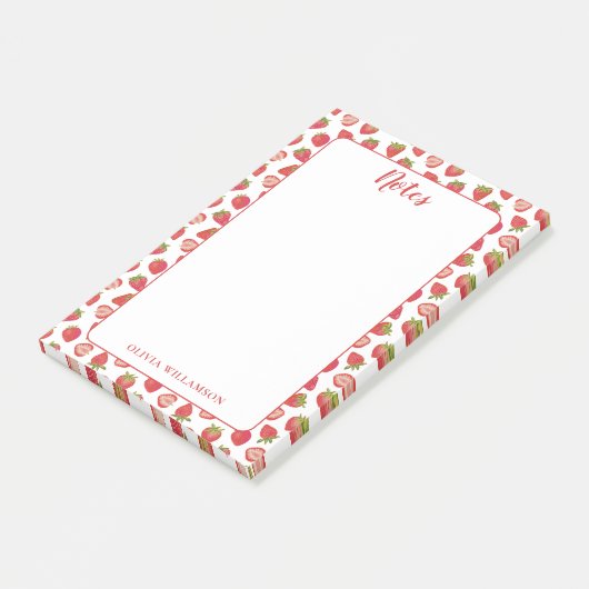 Aardbeien Notities Memo Pad Post-it® Notes (Schuin)
