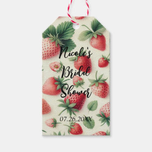 Aardbeien op Crème Waterverf Bessen Cadeaulabel