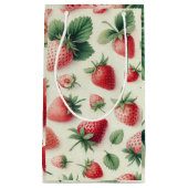 Aardbeien op Crème Waterverf Bessen Klein Cadeauzakje (Voorkant)