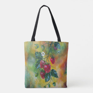 Aardbeien op een zomerse wijnstok van Alfred Fox Draagtas