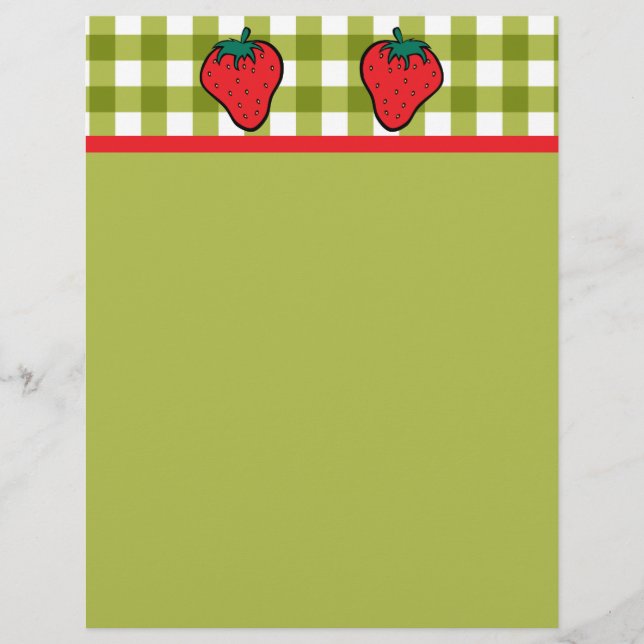 Aardbeien op Groene Gingham (Voorkant)