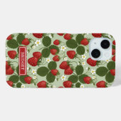 Aardbeien Op Groene Monogram Case-Mate iPhone Case (Achterkant (horizontaal))