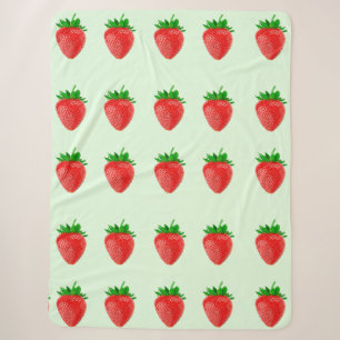 Aardbeien op groene Sherpa Deken