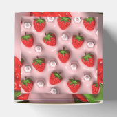 Aardbeien op roze achtergrond bedankdoosjes (Bovenkant)