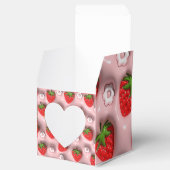 Aardbeien op roze achtergrond bedankdoosjes (Geopend)