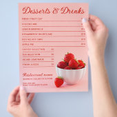 Aardbeien Op Roze Cafe Restaurant Dessert Menu (Hand)