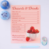 Aardbeien Op Roze Cafe Restaurant Dessert Menu (Enkel)