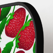Aardbeien op wit achtergrondpatroon pickleball paddle (Links Detail)