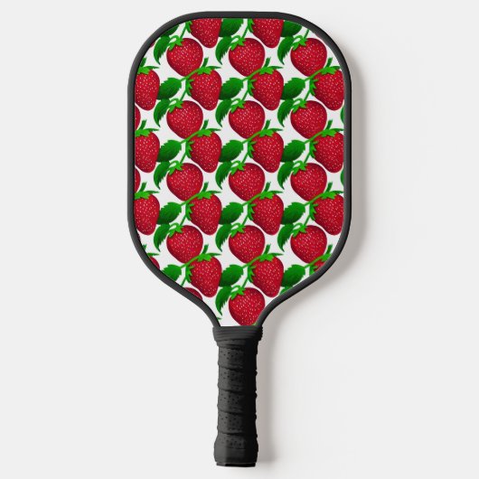Aardbeien op wit achtergrondpatroon pickleball paddle (Achterkant)