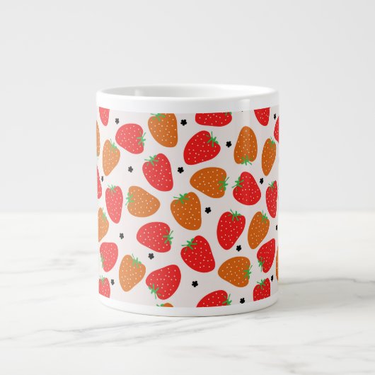 Aardbeien op wit extra grote beker (Voorkant)