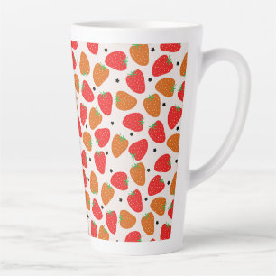 Aardbeien op wit latte mok