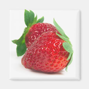 Aardbeien op wit magneet