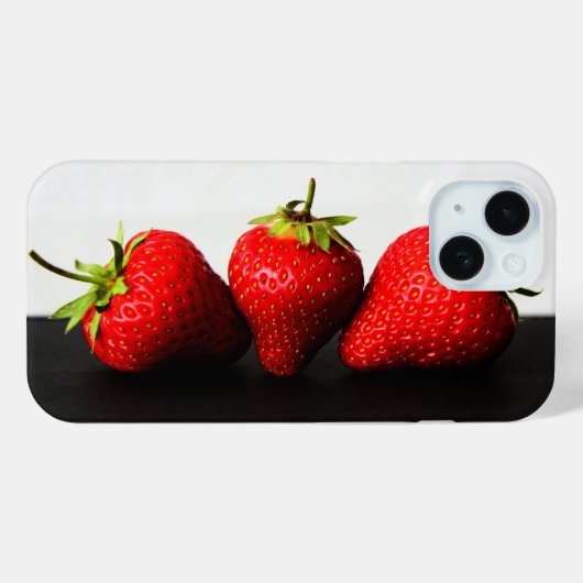 Aardbeien op wit over zwarte iphcna Case-Mate iPhone case (Achterkant (horizontaal))