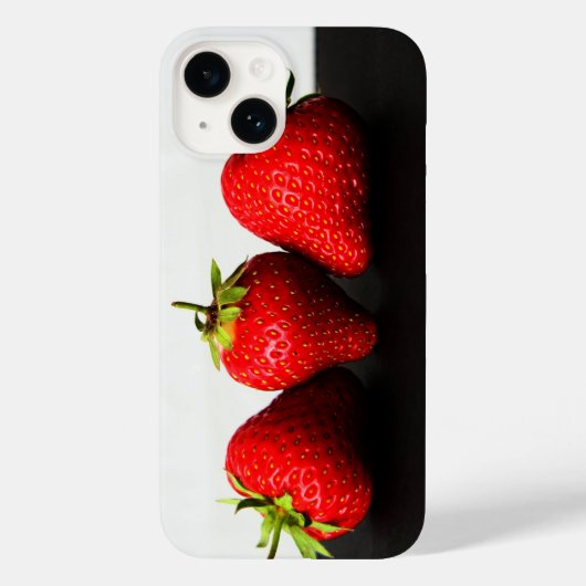 Aardbeien op wit over zwarte iphcna Case-Mate iPhone case (Achterkant)