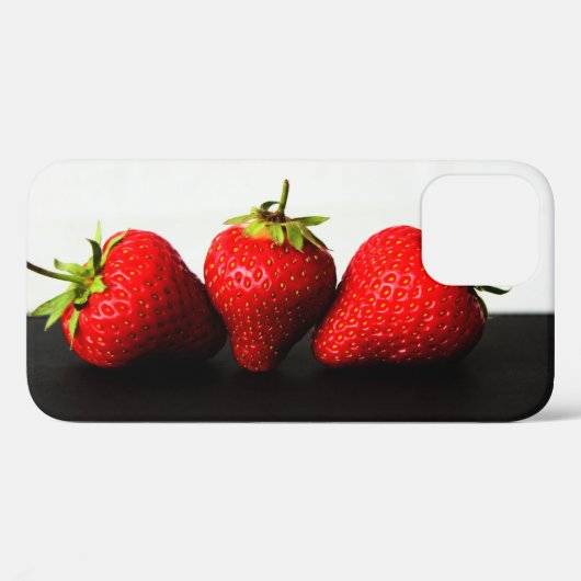 Aardbeien op wit over zwarte iphcna Case-Mate iPhone case (Achterkant (horizontaal))