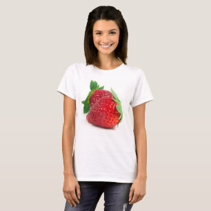 Aardbeien op wit t-shirt