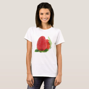 Aardbeien op wit t-shirt