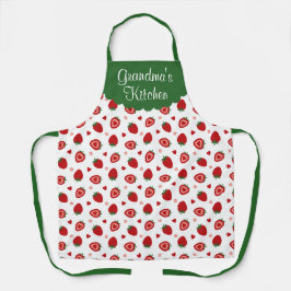 Aardbeien over print gepersonaliseerd Schort