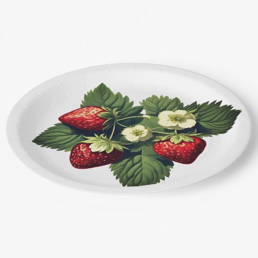 aardbeien papieren bordje (Gekanteld)